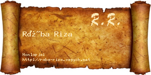 Rába Riza névjegykártya